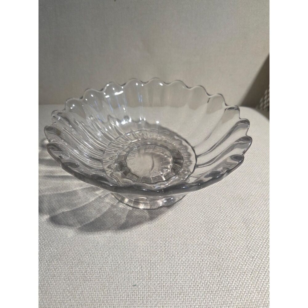 Antique EAPG Clear Glass Serving Bowl Patented Nov 8 1870 Scalloped Ribbed 8"